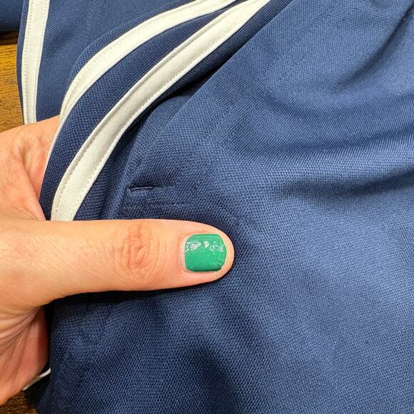 Adidas Womens Size L Track Pants Navy Blue 3-Stripe Classic Retro Straight Leg - Picture 5 of 16